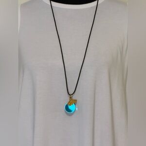 Vintage 1992 Necklace Wings Giorgio Beverly Hills Blue Lucite Ball & Gold Charm